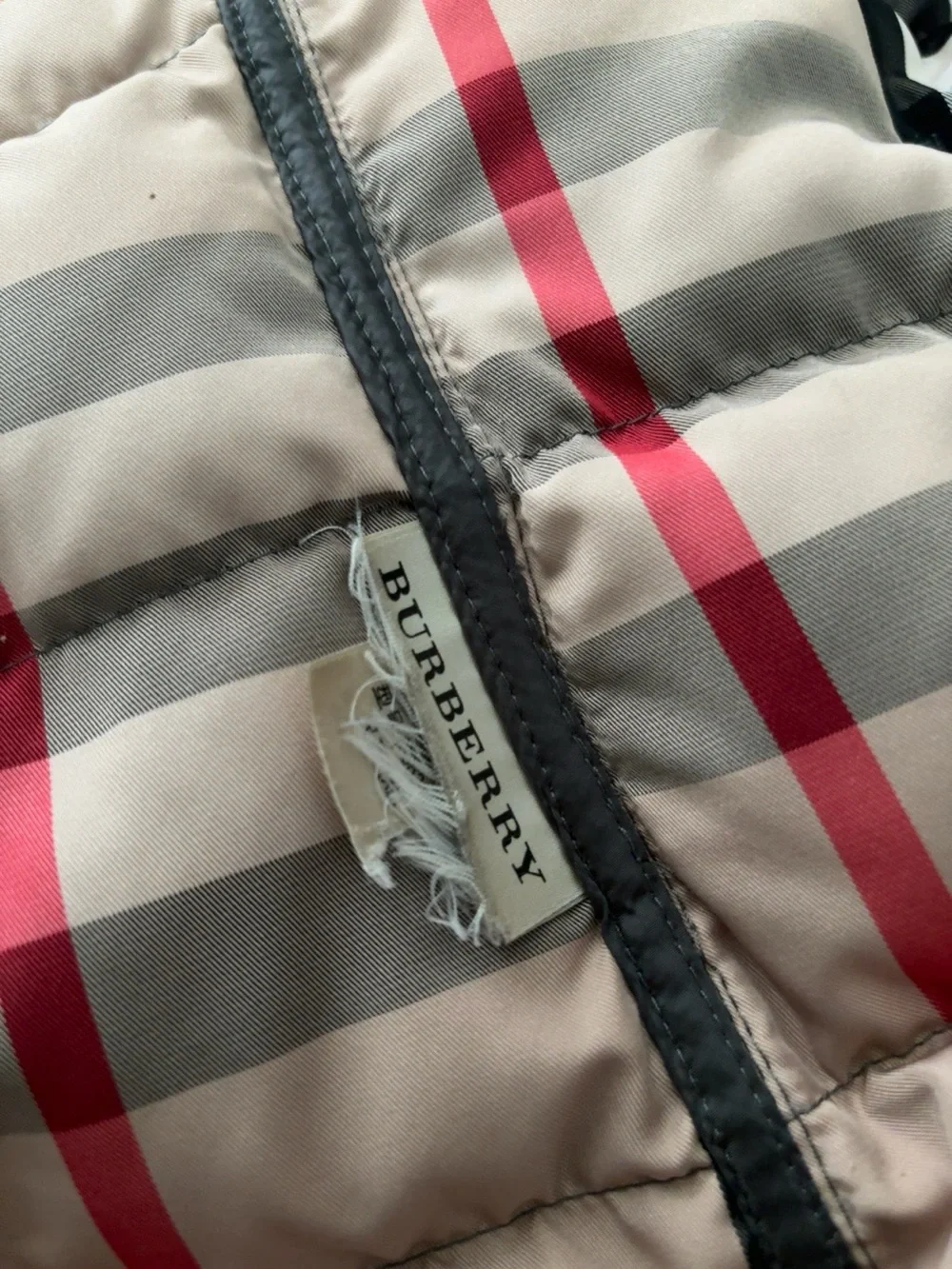 Burberry Brit Belted Down Puffer Trench Coat Nova Check Lined Gray XL 44 - Picture 9 of 11